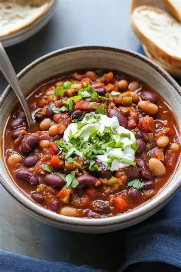 Slow Cooker Three-Bean Vegetarian Chili