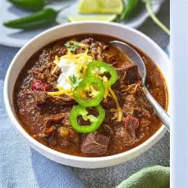 Whiskey Smoked Brisket Point Chili